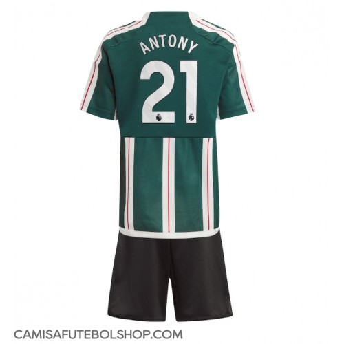 Camisa de time de futebol Manchester United Antony #21 Replicas 2º Equipamento Infantil 2023-24 Manga Curta (+ Calças curtas)